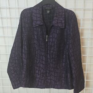 Lane Bryant Black and Purple Croc Textured Jacket Size 18-20W